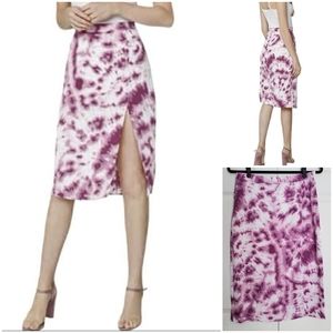 BCBGeneration Purple Tie Dye Front Slit Midi Skirt